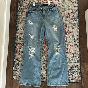 Light wash indigo rein high rise loose fit organic cotton jeans